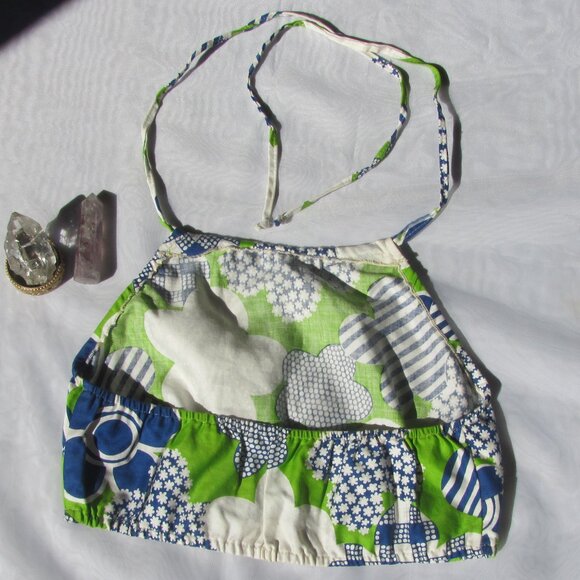 New Handcrafted Retro Cotton Halter Top XS Hippie Beach Festival Cottagecore - Picture 2 of 3